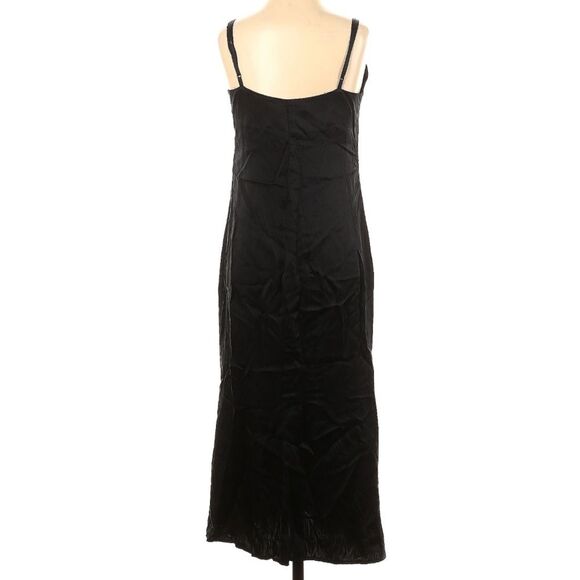 Reformation Britten 100% Silk Black Midi Dress One Leg Slit Timeless Sexy XS - Picture 4 of 7
